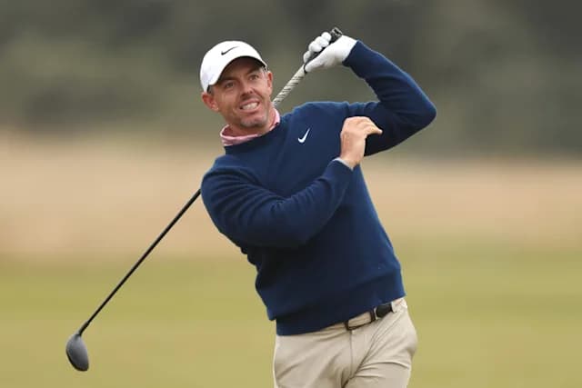 Rory McIlroy watches his shot during the final round of the Genesis Scottish Open